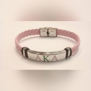 AKA Sorority Braided Pink ID Bracelet